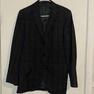 Elegant Black Checkered Men's Blazer